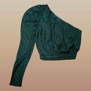 Elegant One-Shoulder Green Crop Top